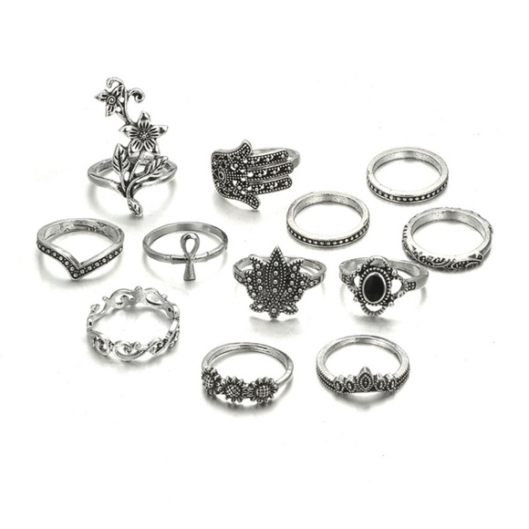NEW 12pc boho ring set - Picture 2 of 2